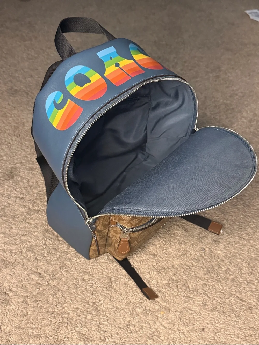 Coach Men's Blue Signature Canvas Mini Backpack